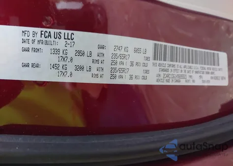 2017 Chrysler Pacifica Touring z USA, uszkodzony, nr VIN 2C4RC1DG1HR695523